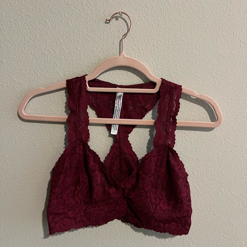 Free People Deep Red Lace Bralette